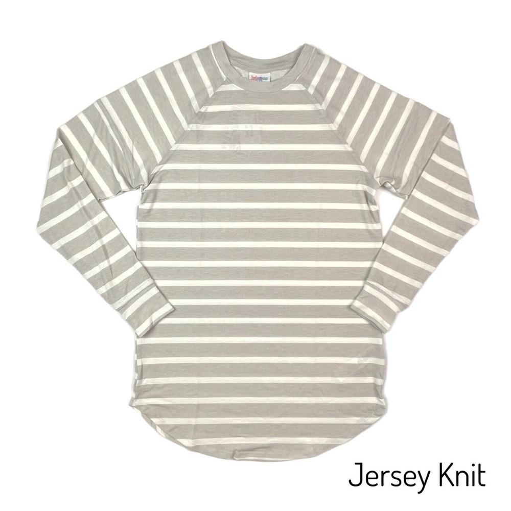 3xl LULAROE Erin Raglan Long Sleeve Cream Gray Stripes Jersey Material Fit 26/28